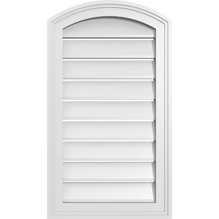 Ekena Millwork Arch Top Surface Mount PVC Gable Vent: Non-Functional, w/2"W x 1-1/2"P Brickmould Frame, 16"W x 26"H GVPAR16X2602SN